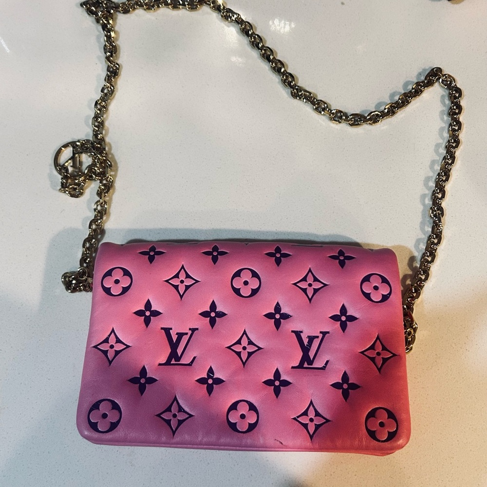 Louis Vuitton Pink and Black Monogram Clutch